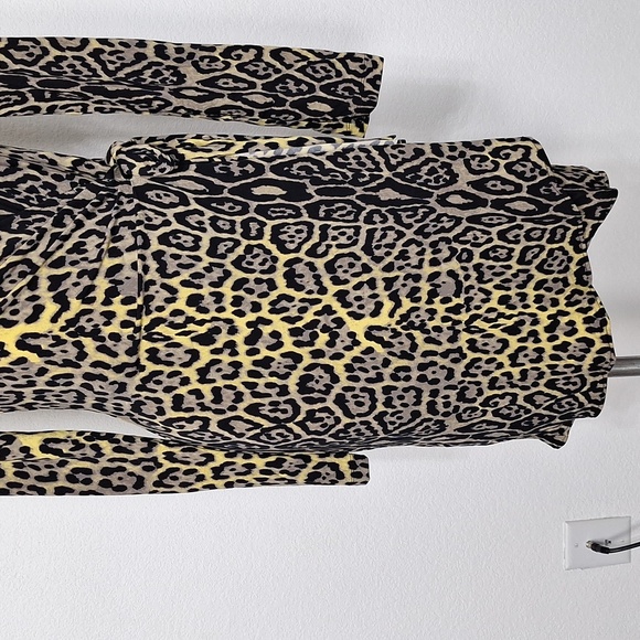 BCBGMaxAzria Brown Tan Adele Leopard Print Mobwife Authentic Wrap Dress Size S - Picture 4 of 12